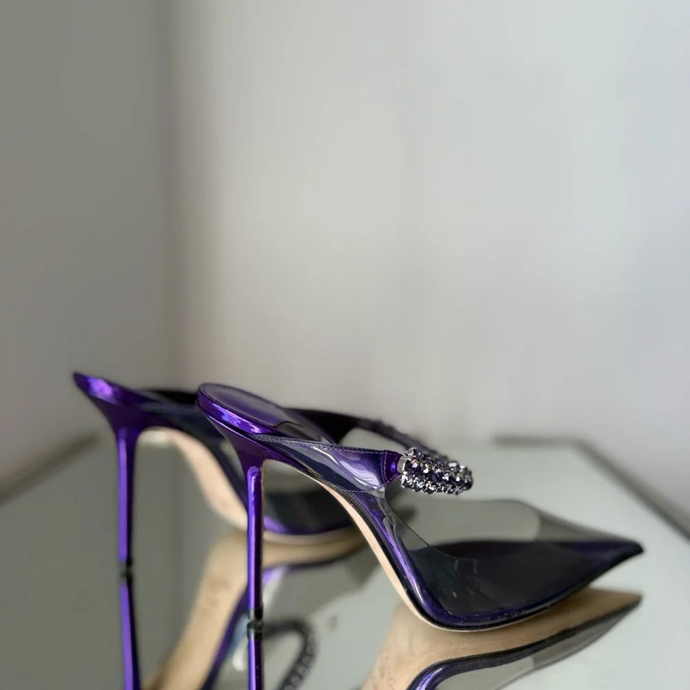 New Jimmy Choo Bing Crystal Clear Mule Pumps $1,150 37.5 - Picture 12 of 16
